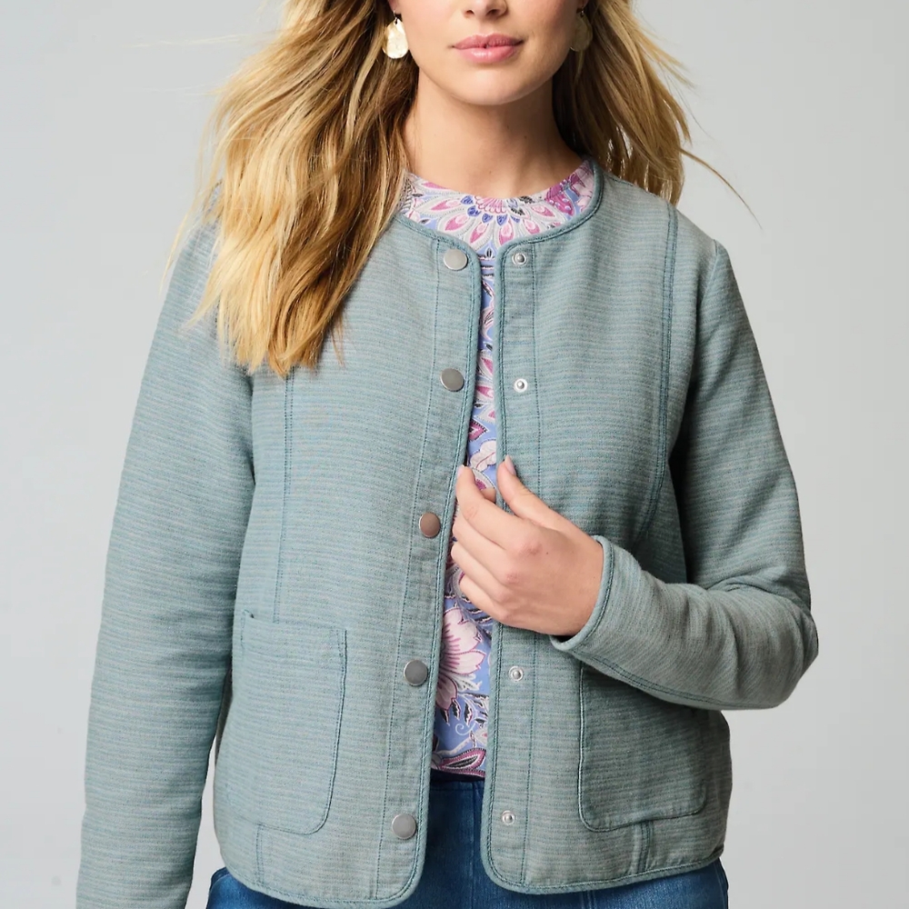 Pure Jill Indigo Patch-Pocket Jacket